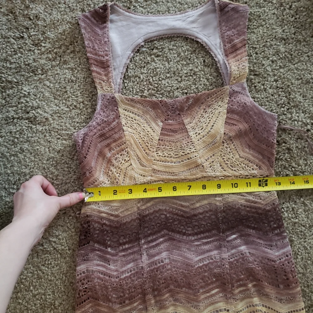 Free People Ombre Sunset Yellow Purple Lace Bodycon Mini Dress